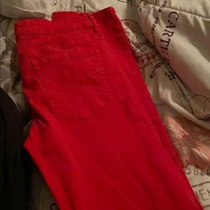 Red skinny jeans